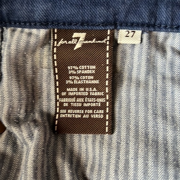 7 for all mankind navy blue distressed raw hem shorts sz 27 - Picture 5 of 5